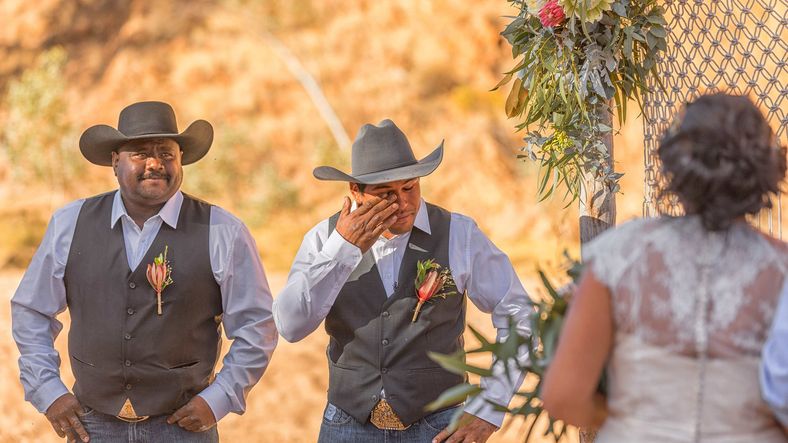 Tara walking down the aile to Jason at their wedding