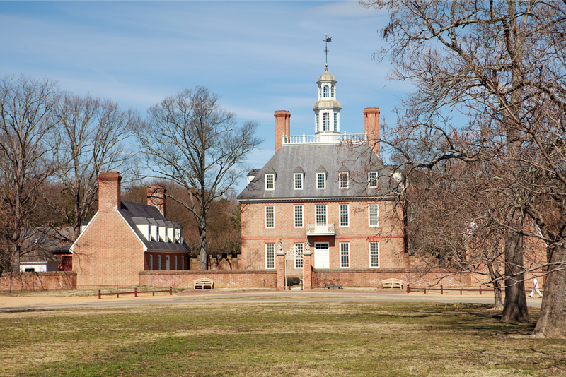 Historic Governor's palace in Colonial Williamsburg, Va.