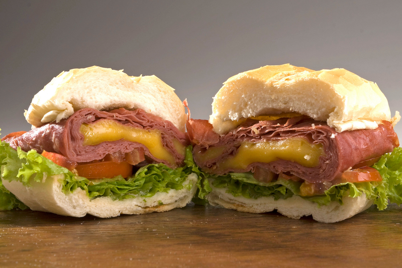 Mortadella sandwich cross-section