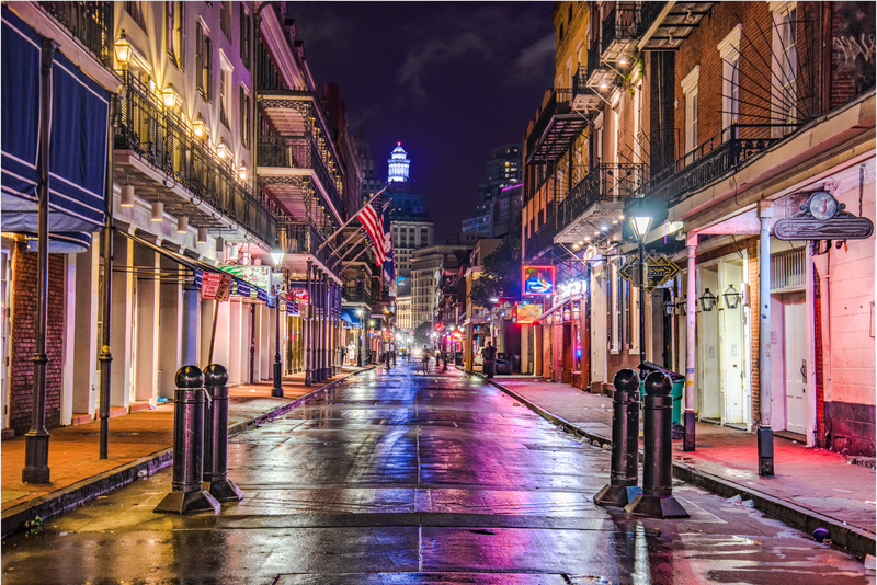 Bourbon St in the French Quarter