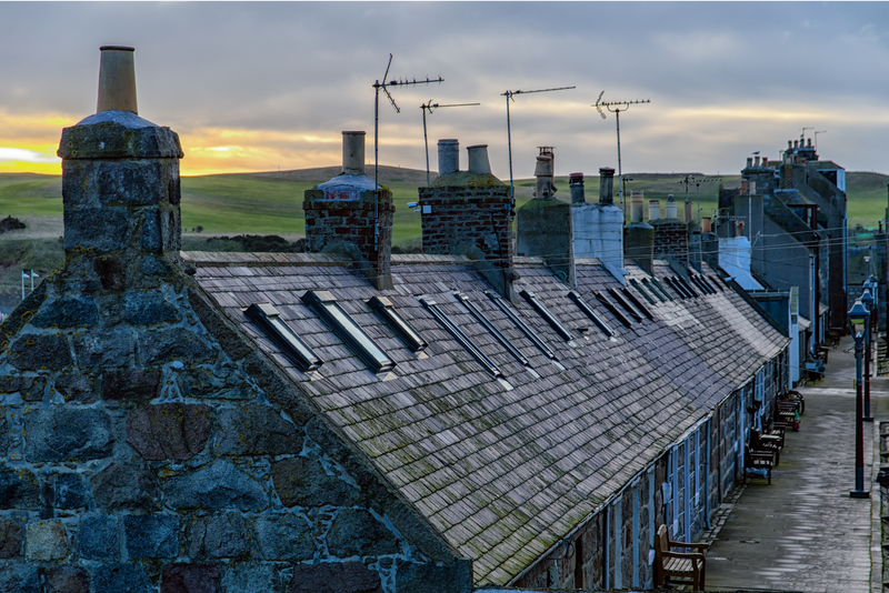 Cottages in the old fishing village of Fittie, Aberdeen