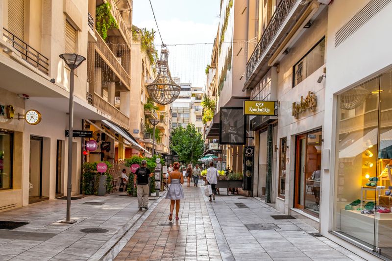 A shop-lined street in Kolonaki, Athens