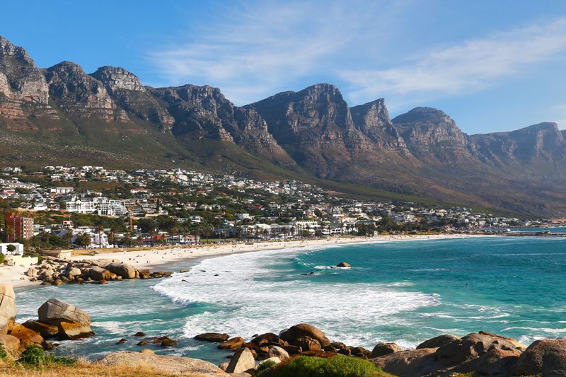 Camps Bay beach on a sunny day