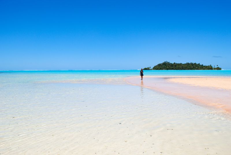 The beach on One Foot Island in the Cook Islands