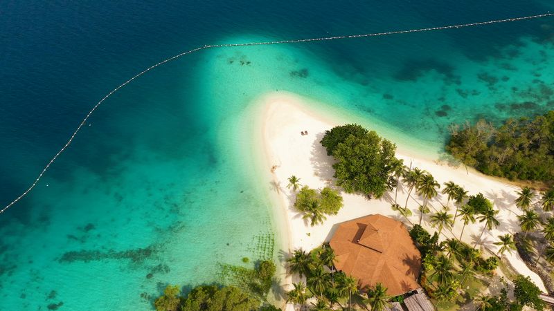 An aerial view of a resort beach on Samal Island