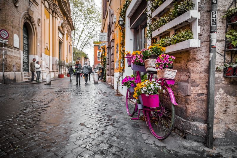 Picturesque street view in Trastevere, Rome