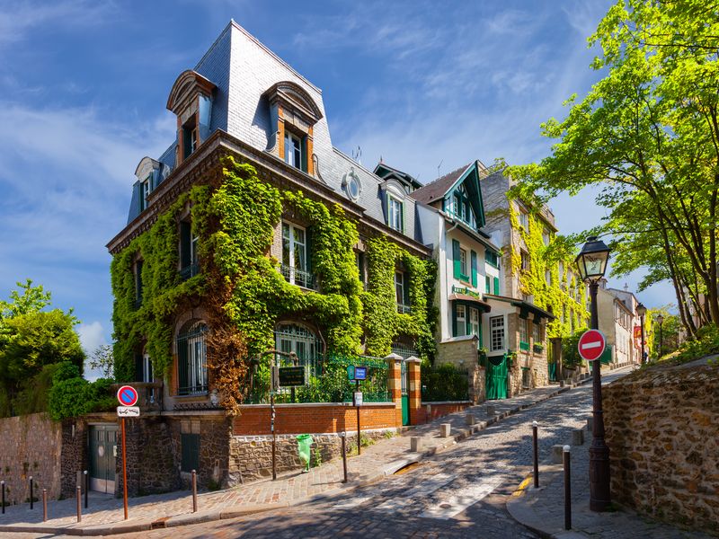 Charming streets in the district of Montmartre, Paris