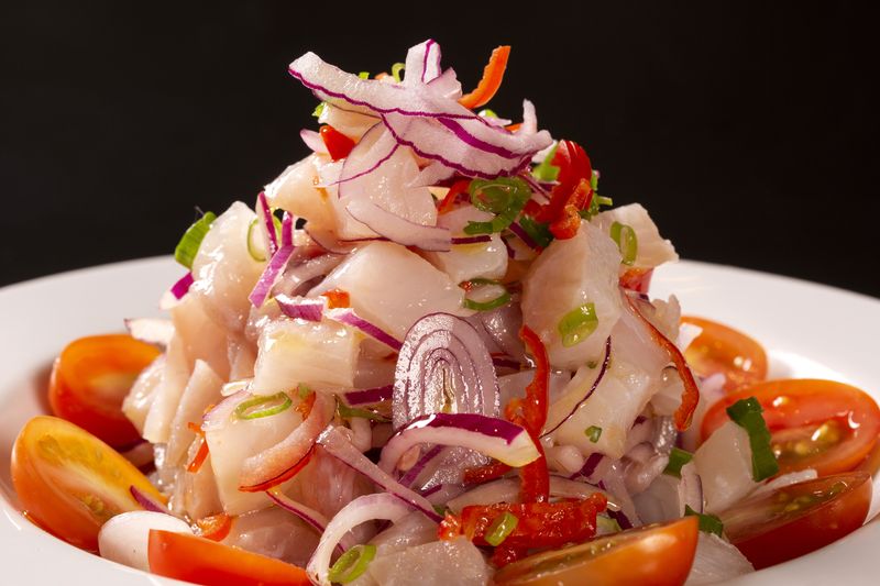Seafood ceviche, a typical dish from Peru.