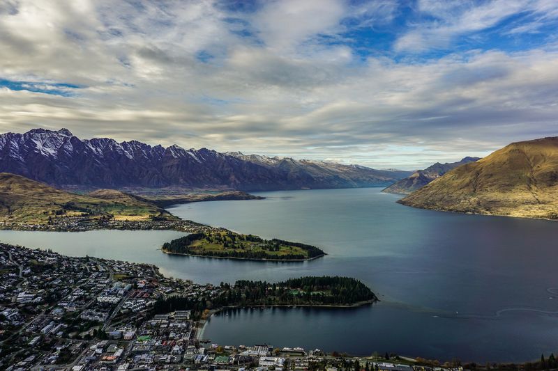 Looking down at Queenstown from the top of the gondola