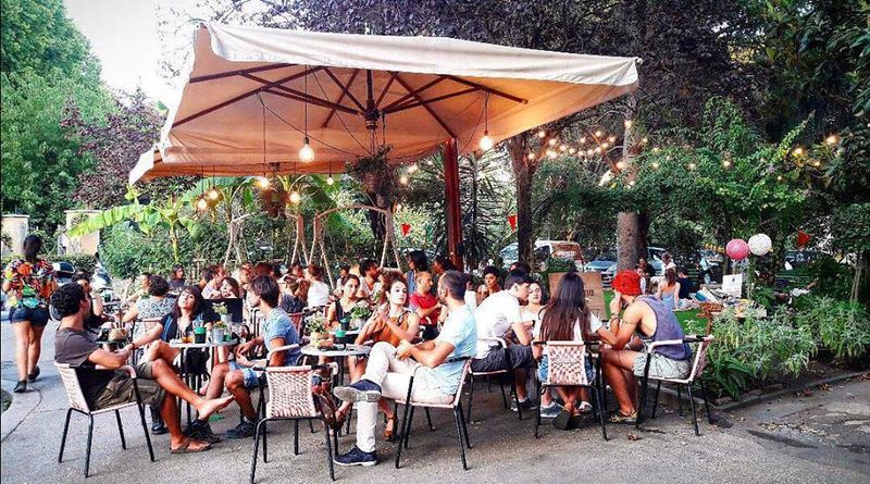 Outdoor dining at the Tram Depot in Testaccio, Rome