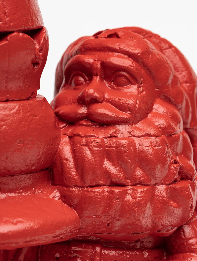 close up of red Santa face