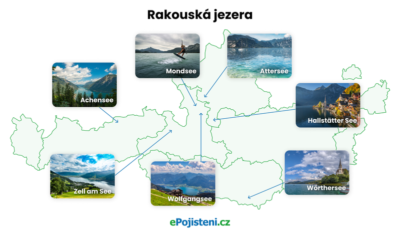 rakouská jezera mapa