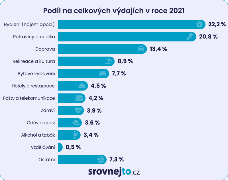 Struktura výdajů české domácnosti - grafika