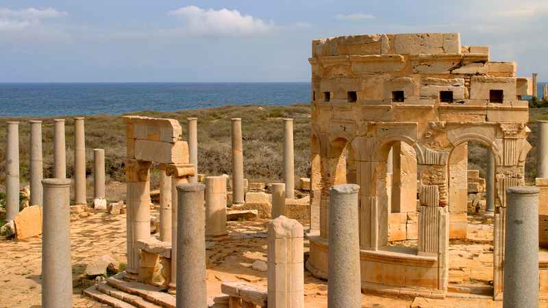 The ruins of the coastal city Leptis Magna in Libya