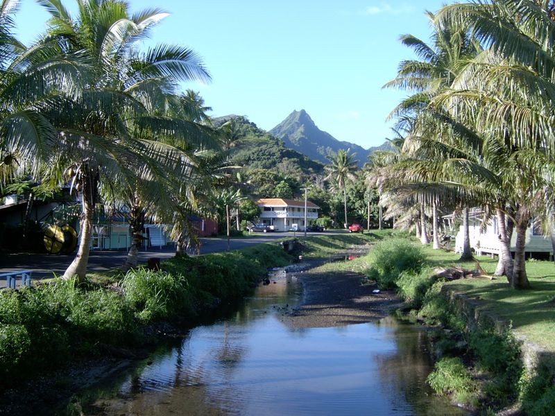 Looking inland from the town of Avarua, in the Cook Islands