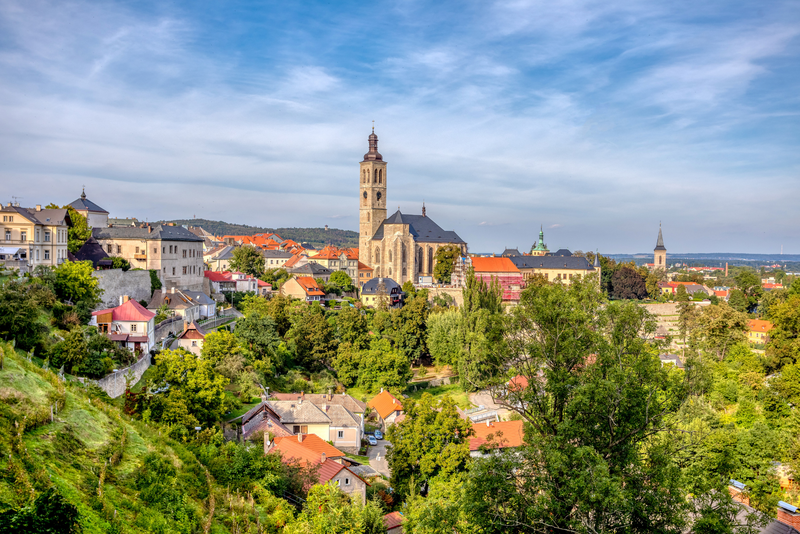 Historic center of Kutna Hora with Church of St James, Czech Republic, Europe.