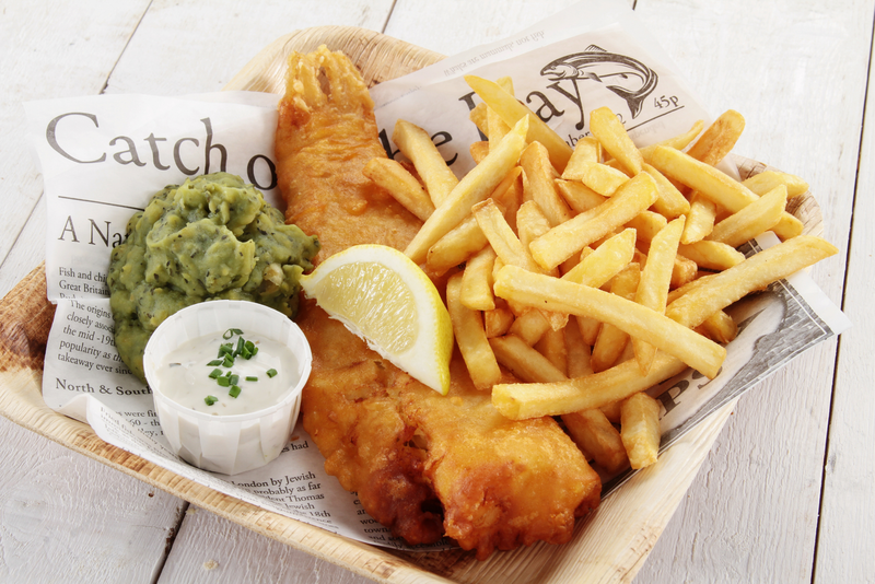 Traditional british battered fish and chips