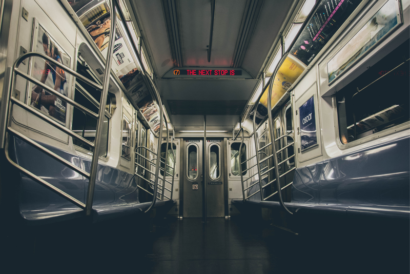 Empty subway car in NYC