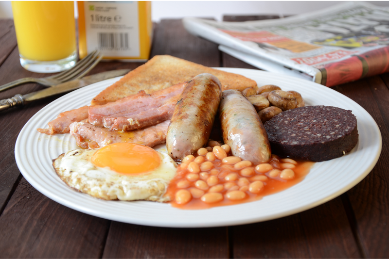A full English traditional breakfast.