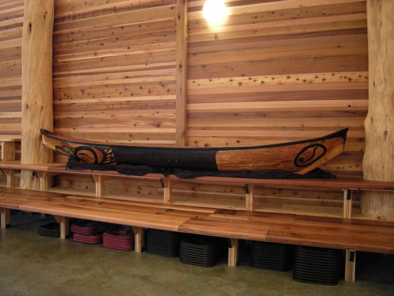 A canoe in the Duwamish Longhouse and Cultural Center, Seattle, Washington.