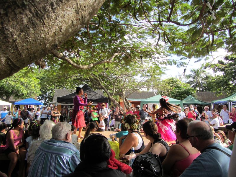A live performance at the Punanga Nui Markets in Rarotonga