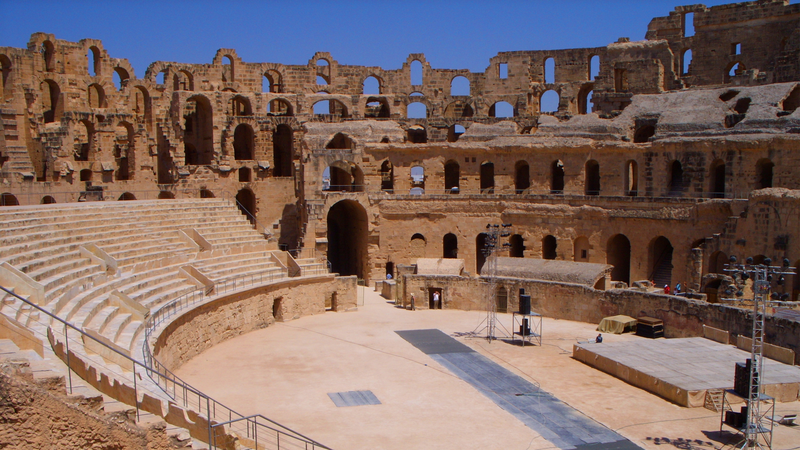 The impressive amphitheatre in El jem, Tunisia