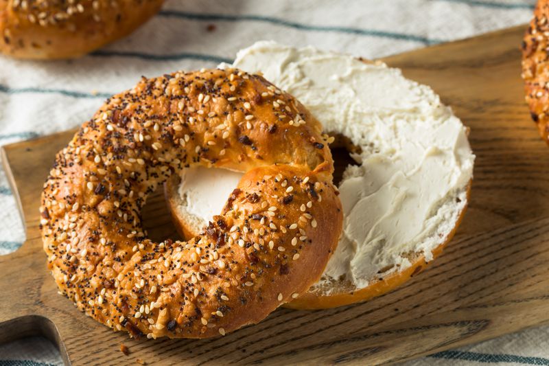 New York bagel with cream cheese