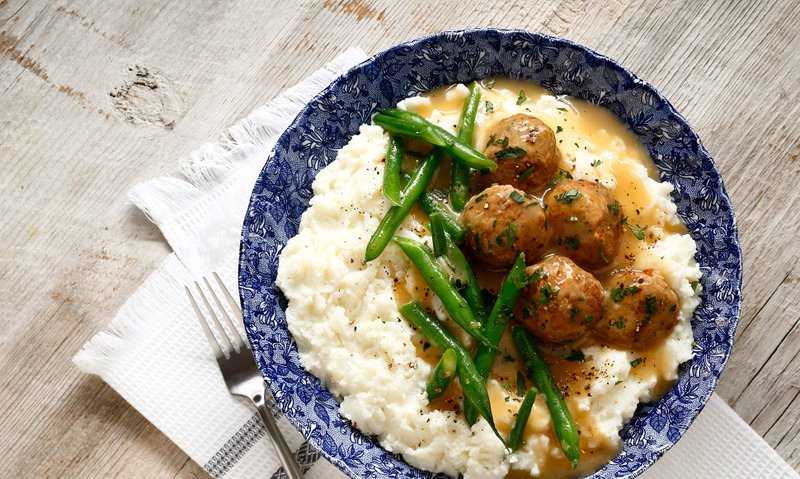 Swedish Meatballs Mashed Potato Bowl