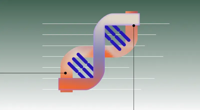 Stylised DNA helix representing brand vocal DNA strategy for spoken voice activation