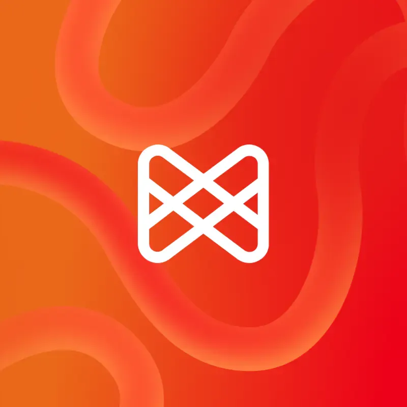 Musixmatch brand mark on a vibrant orange gradient square with soft wave shapes, hero of the Musixmatch case study