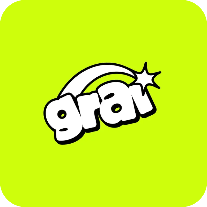 GRAI logo on a lime tile, the AI music company building a social streaming service