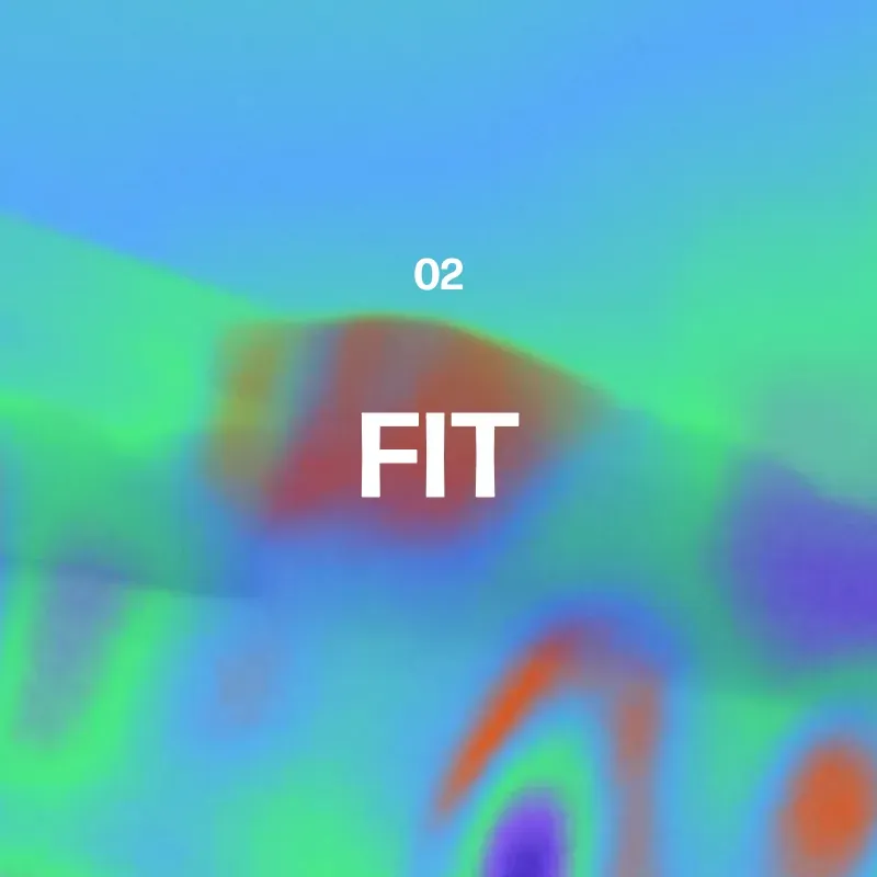 Card numbered 02 reading Fit on a green and blue gradient, measuring how well music aligns with the story