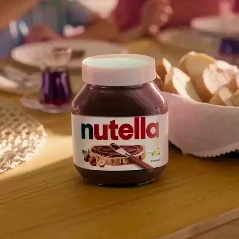 Jar of Nutella on a breakfast table, square image from the Sound of Nutella campaign