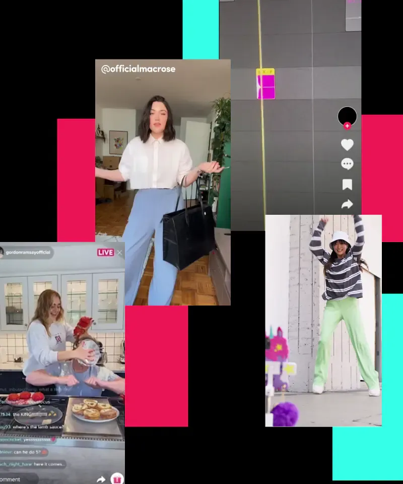 Collage of TikTok fashion creator videos in a feed layout