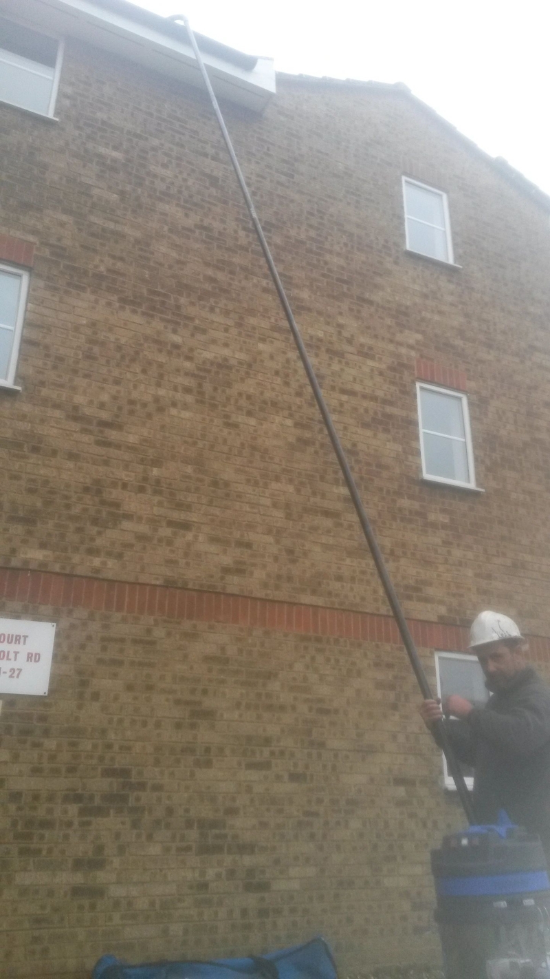 Our Sky vac high reach cctv gutter cleaning machne up to 48 ft high 5 storiesa