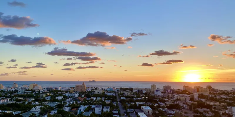 Miami Beach sunset and ocean
