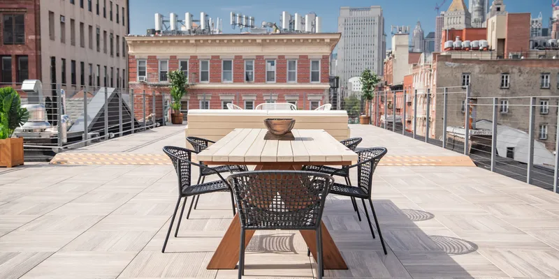 Nolita rooftop with chairs and tables