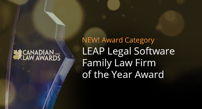 LEAP Legal software family law firm of the year award banner