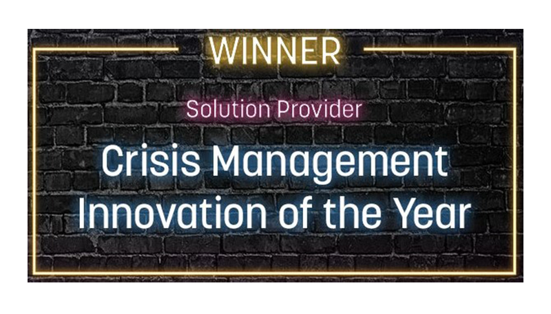 winner certificate for crisis management innovation of the year