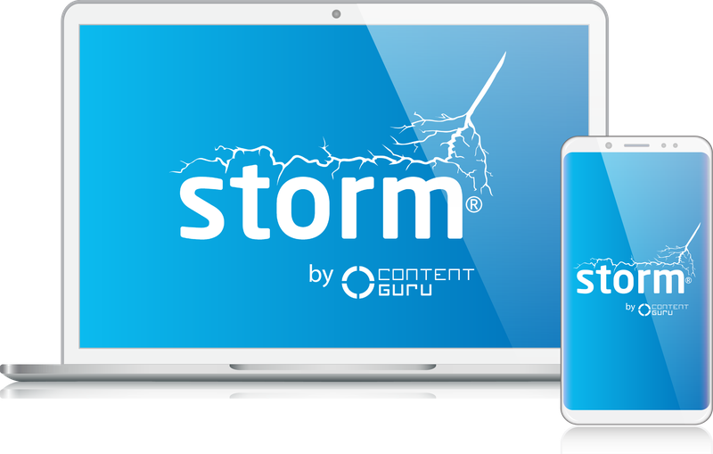 laptop displaying the storm cloud customer experience solution