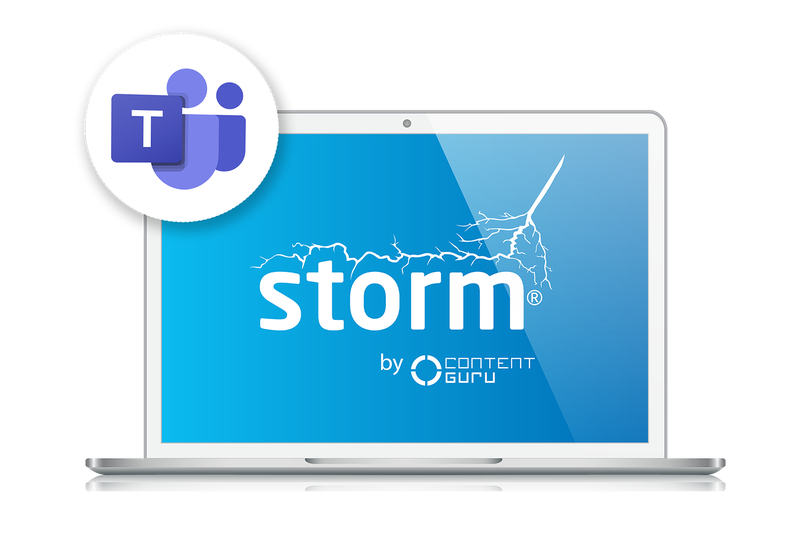 laptop screen displays storm microsoft teams integration