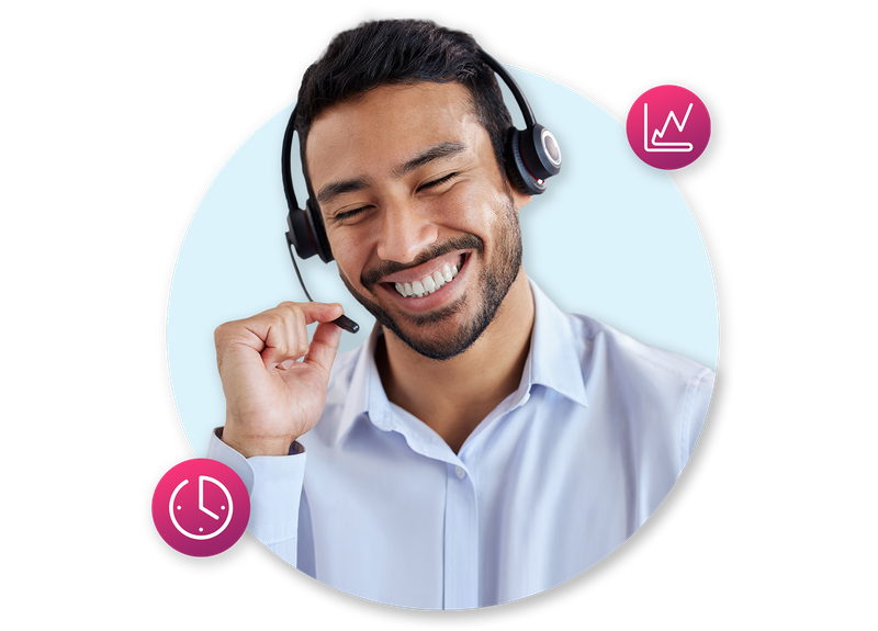 contact center agent smiles after ensuring customer retention