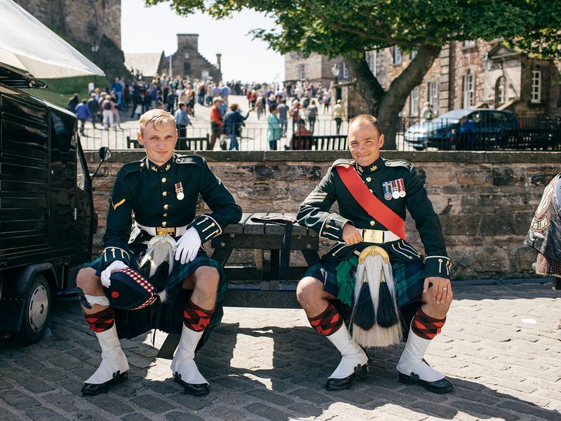 two guards taking a break in edinburgh