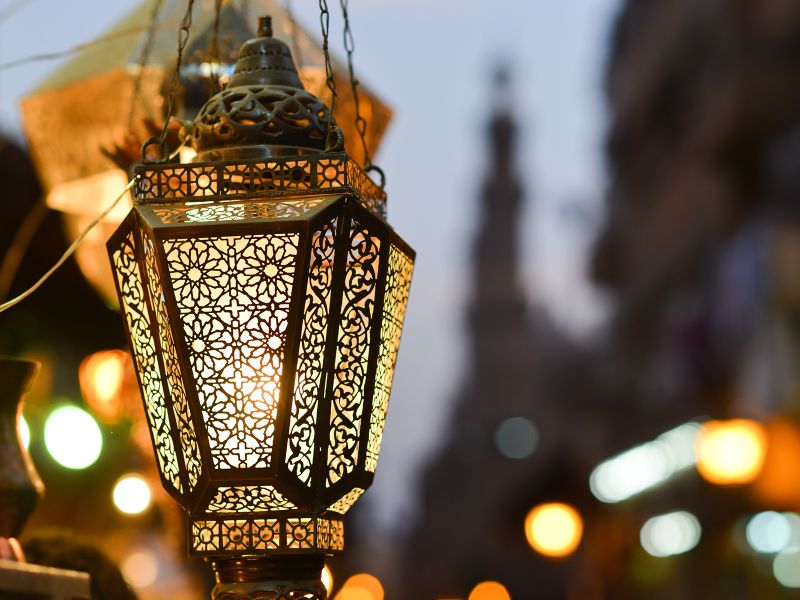 An old lantern in Khan Khalili bazaar in Cairo Egypt