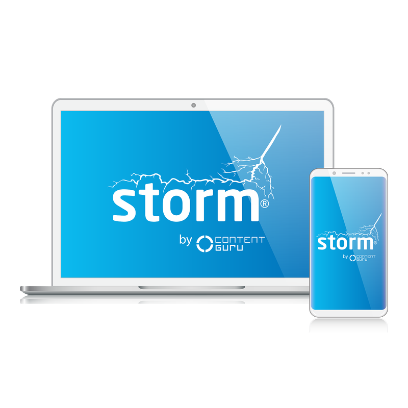 laptop and phone displays the storm contact center solution