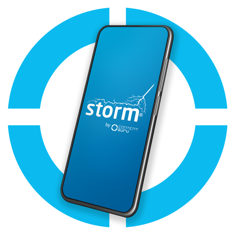 phone with roundel displaying the storm CX solution