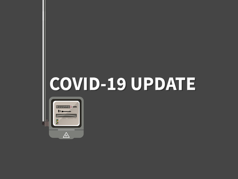 An energy meter with the text Covid-19 Update written above