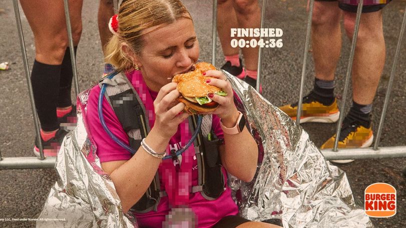 Eating a Burger King after London Marathon