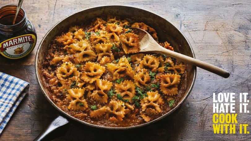Pasta cooked with Marmite