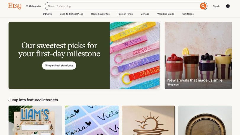 Etsy homepage